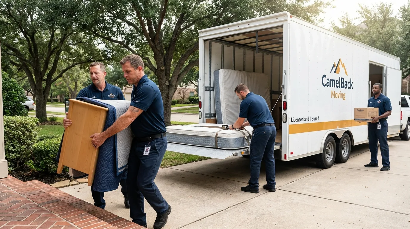 Crew loading residential truck for cross-state move from Wilton, NH