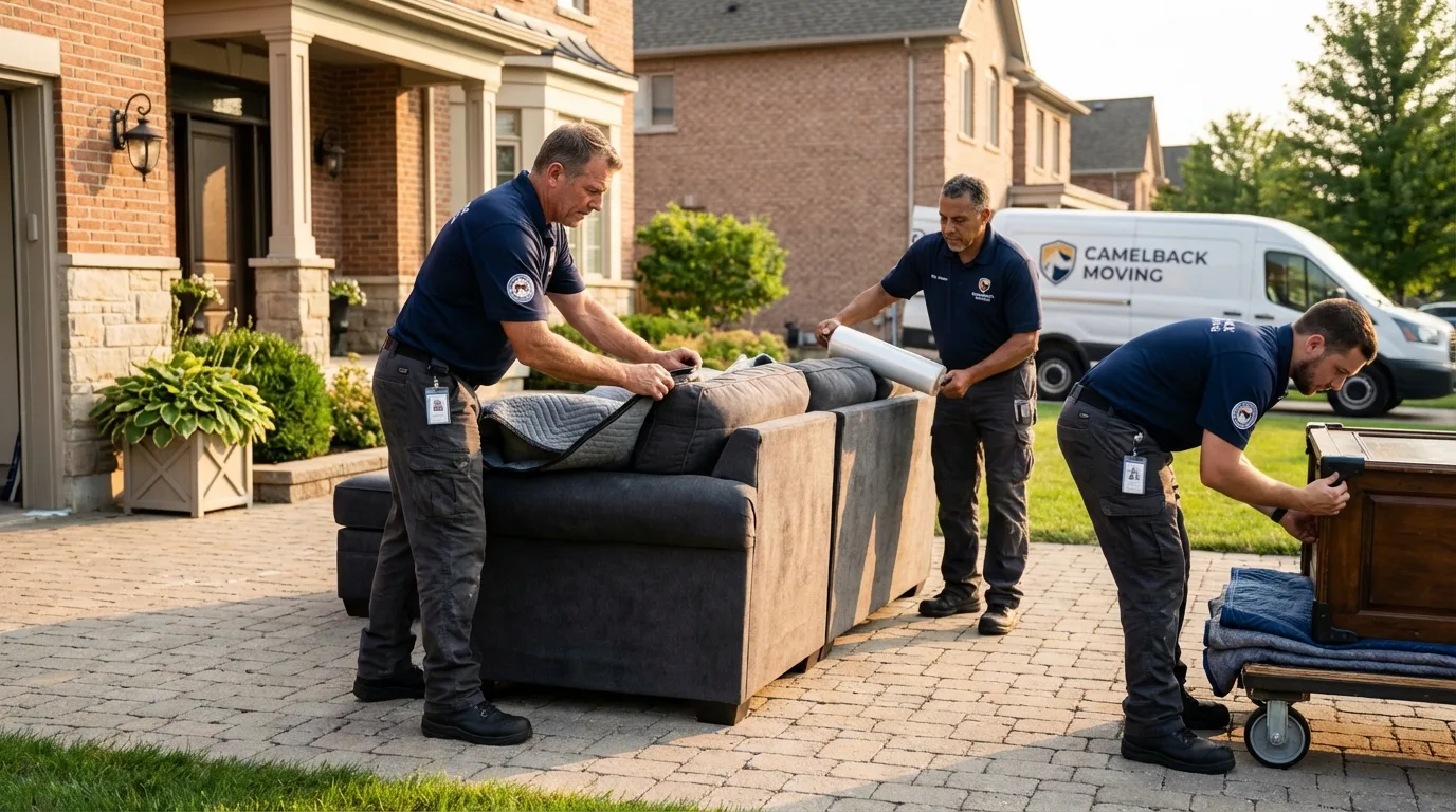 Large estate moving crew wrapping furniture in Wilton, NH